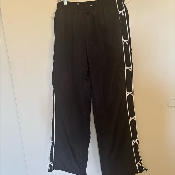 Women's Black Jogger Pants with Side Ties - Picture 8 of 9